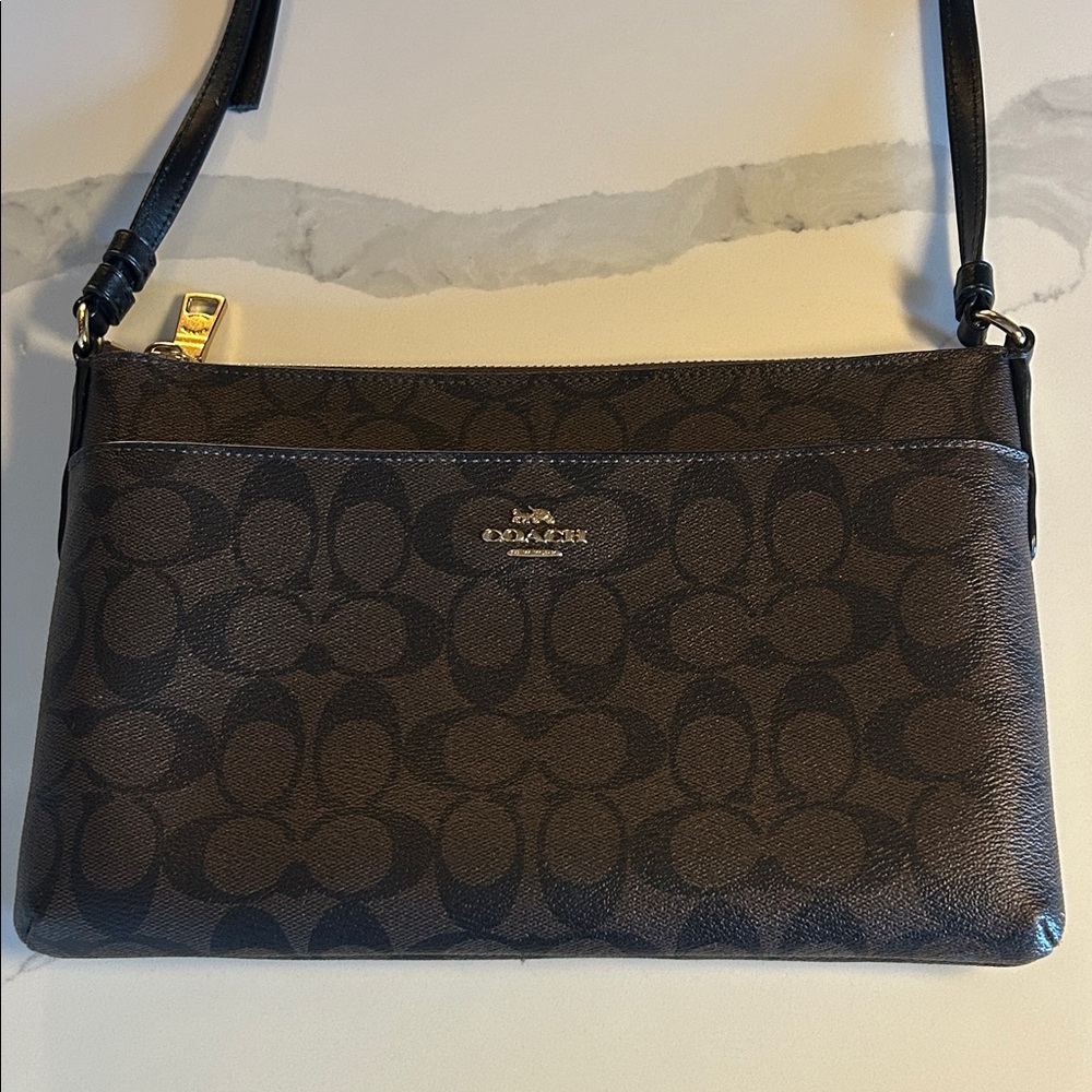 Coach Dark Brown Signature Crossbody Bag